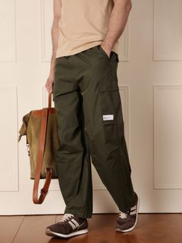 WROGN - Men Solid Olive Parachute Cargo Trouser