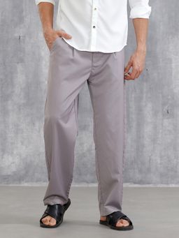 WROGN - Men Loose Fit Cotton Clean Look Mid Grey Trouser