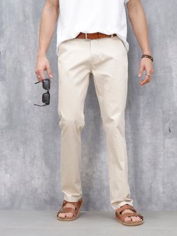 WROGN - Men Casual Straight Fit Khaki Trouser