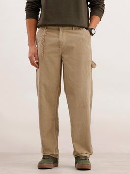 WROGN - Men Corduroy Carpenter Loose Fit Purple Cargo Trouser