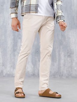 WROGN - Men Causla Slim Fit Beige Trouser