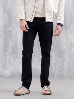 WROGN - Men Casual Slim Fit Navy Blue Trouser