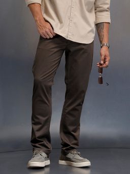 WROGN - Men Casual Straight Fit Olive Trouser