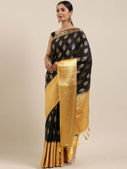 Mimosa - Women Kanjivaram Style Silk Saree With Unstitched Blouse