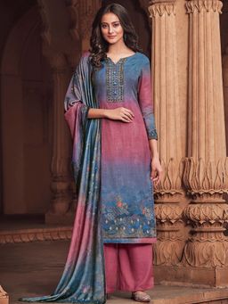 Stylee LIFESTYLE - Violet Printed Unstitched Dress Material (Set of 3)