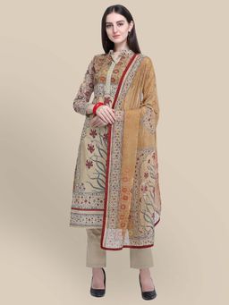 Stylee LIFESTYLE - Olive Printed Unstitched Dress Material (Set of 3)