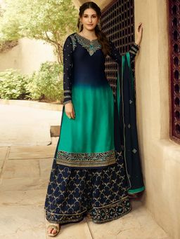 Stylee LIFESTYLE - Multi-Color Embroidered Semi-Stitched Dress Material (Set of 3)