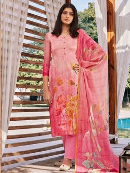 Stylee LIFESTYLE - Pink Printed Unstitched Dress Material (Set of 3)