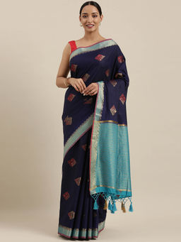 Mimosa - Women Kanjivaram Style Silk Saree With Unstitched Blouse