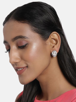 Accessher - Silver-Plated Cz & Ad Studded Handcrafted Drop Earrings For Women & Girls