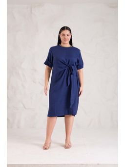 Haus of Handmade - Blue Tie Me Solid Dress