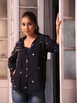 Sutra Art of Clothing - Black Polka Jamdani Shirt