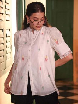 Sutra Art of Clothing - Whimsy White Jamdani Top