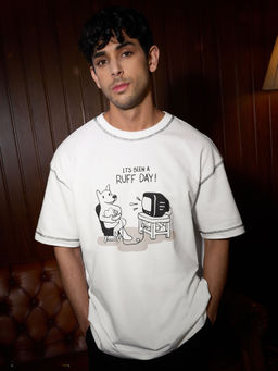 The Souled Store - White Ruff Day Oversized T-Shirt