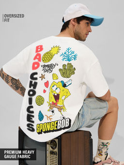 The Souled Store - White Bad Choices Oversized T-Shirt