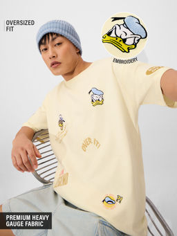 The Souled Store - Cream Quack Off Oversized T-Shirt