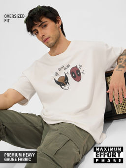 The Souled Store - White Best Buds Oversized T-Shirt