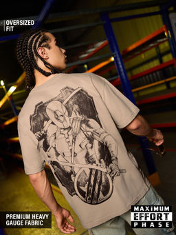 The Souled Store - Beige Deadpool Cavillrine Oversized T-Shirt