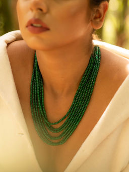 Kastiya Jewels - Beaded Green Quartz Semi Precious Gemstone layered Necklace