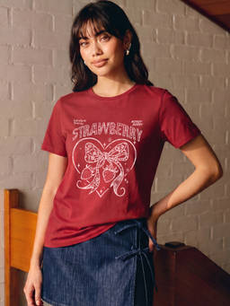 Bewakoof - Women Red Strawberry Graphic T-Shirt