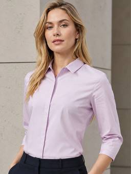 Hancock - Women Purple Cotton Elastane Solid Slim Fit Formal Shirt