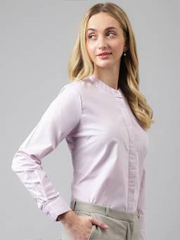 Hancock - Women Purple Solid Pure Cotton Regular Fit Formal Shirt