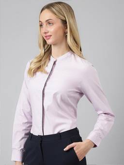 Hancock - Women Lavender Solid Pure Cotton Regular Fit Formal Shirt