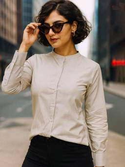 Hancock - Women Striped Pure Cotton Wrinkle Resistant Oversize Fit Formal Shirt