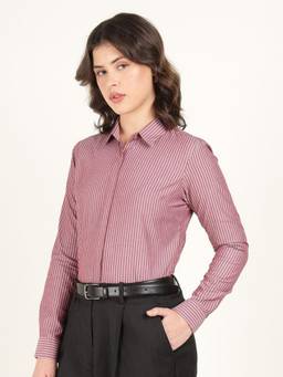 Hancock - Women Striped Oxford Weave Pure Cotton Formal Shirt