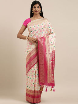 Mimosa - Women Patola Style Silk Saree With Unstitched Blouse