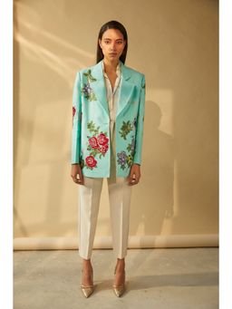 BETRUE - Aqua Box Jacket With Oriental Embroidery