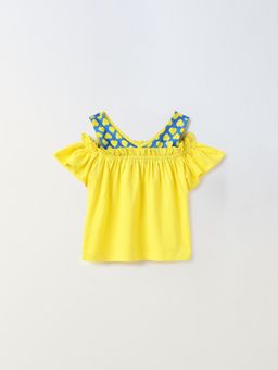 Spunkies - Cold Shoulder Yellow Girls Top