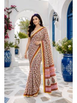 Geroo Jaipur - Women's Multi-Color Kota Silk Floral Saree