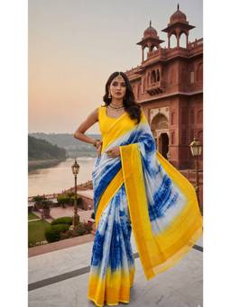 Geroo Jaipur - Women's Multi-Colour Kota Silk Tie & Dye Saree