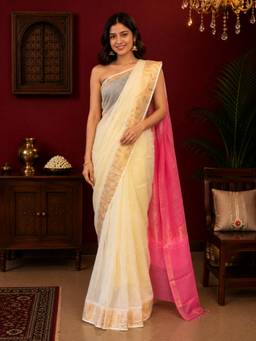 Geroo Jaipur - Women's Multi-Colour Kota Silk Woven Saree