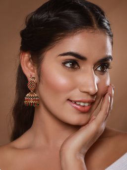 Aatmana - Gold-Plated Peacock Shaped Contemporary Jhumkas