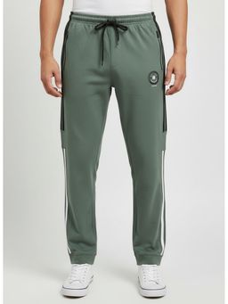 SANDPIPER - Green Men Cotton Blend Striper Joggers