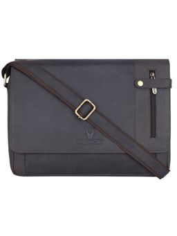 WILDHORN - Grey Solid Leather Men Messenger Bag