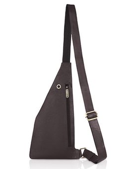 WILDHORN - Brown Solid Genuine Leather Unisex Crossbody Sling Backpack