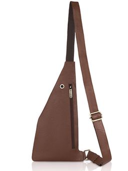 WILDHORN - Brown Solid Genuine Leather Unisex Crossbody Sling Backpack