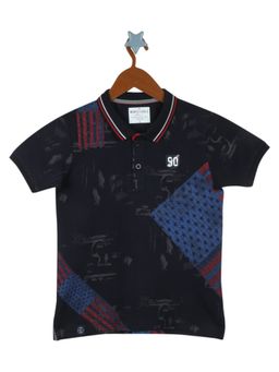 Monte Carlo - Boys Cotton Blend Printed Navy T-Shirt