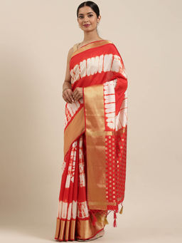 Mimosa - Women Banarasi Style Silk Saree With Unstitched Blouse