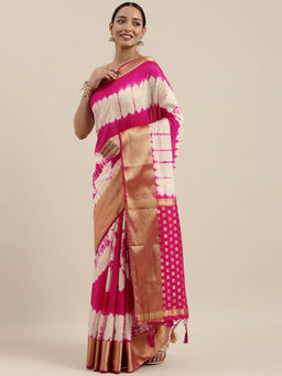 Mimosa - Women Banarasi Style Silk Saree With Unstitched Blouse