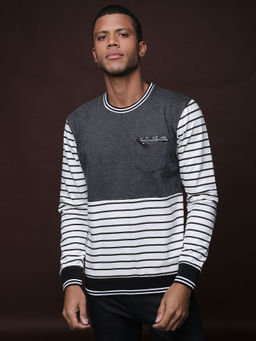 CAHOOT - Full Sleeve Striped Men Casual Sweatshirt