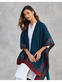Fabindia - Teal Wool Poncho