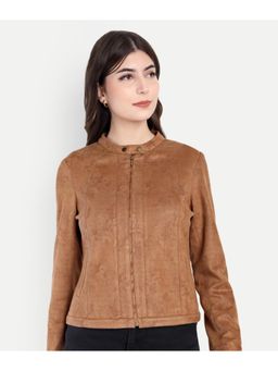 Latin Quarters - Women Brown Full Sleeves Mandarin Collar Solid Casual Jacket
