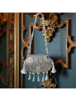 Tash Bags - Oval Ethnic Tassels And Ornate Ghungroo Clutch