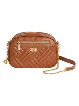 Cavalli Class - Tan Synthetic Rose Crossbody Bag