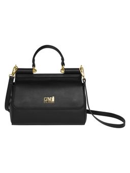 Cavalli Class - Black Synthetic Camelia Satchel Bag with Detachable Strap
