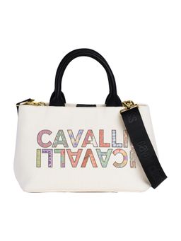 Cavalli Class - Off White Synthetic Carmela Satchel Bag with Detachable Strap